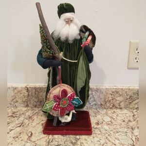 Vintage House of Hatten Old World Santa St Nick 16” Figure On Wood Base.